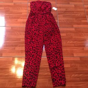 Black & Red leopard print jumpsuit